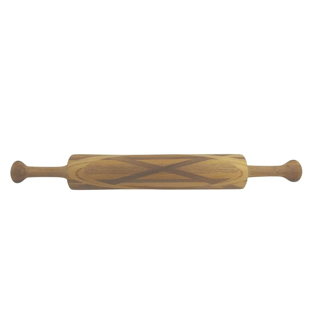 Artisan Handcrafted Mixed Wood Inlay Rolling‎ Pin Geometric Pattern Kitchen Tool